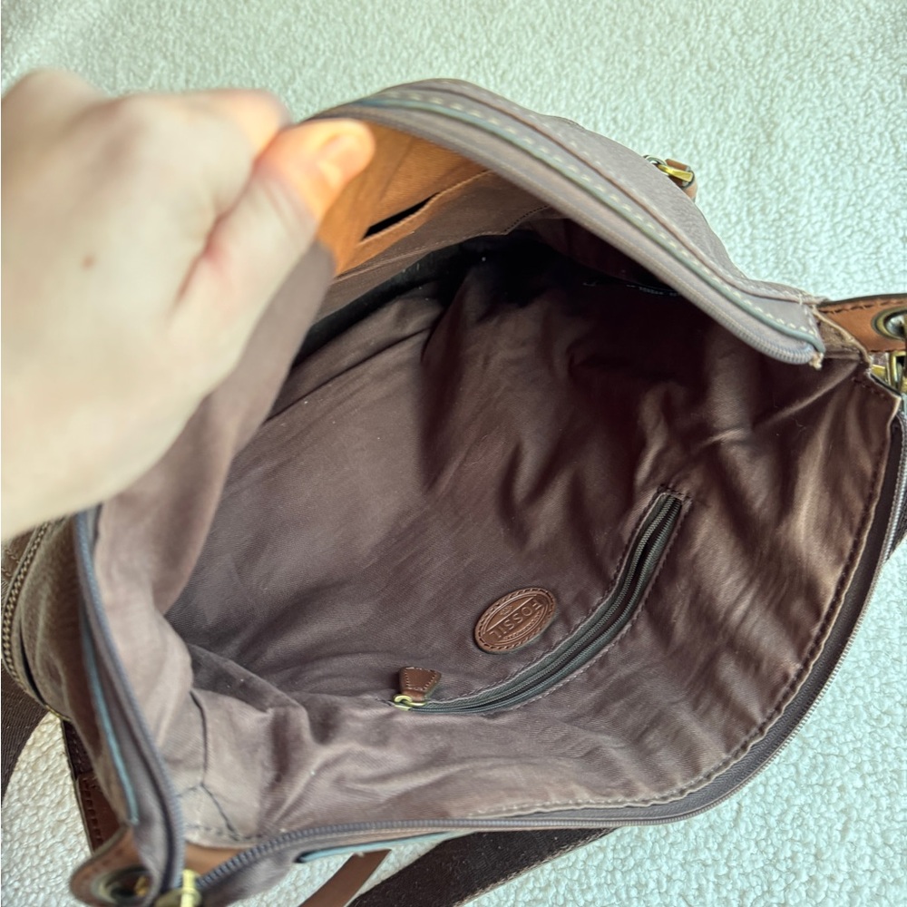 Fossil Leather Morgan Large Top Zip Traveler Crossbody Messenger Bag - Picture 7 of 9